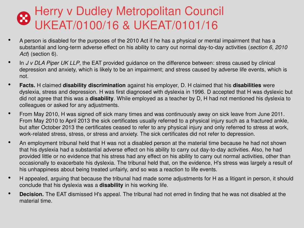 herry v dudley metropolitan council ukeat 0100