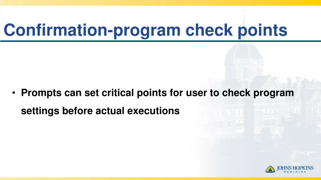 confirmation program check points