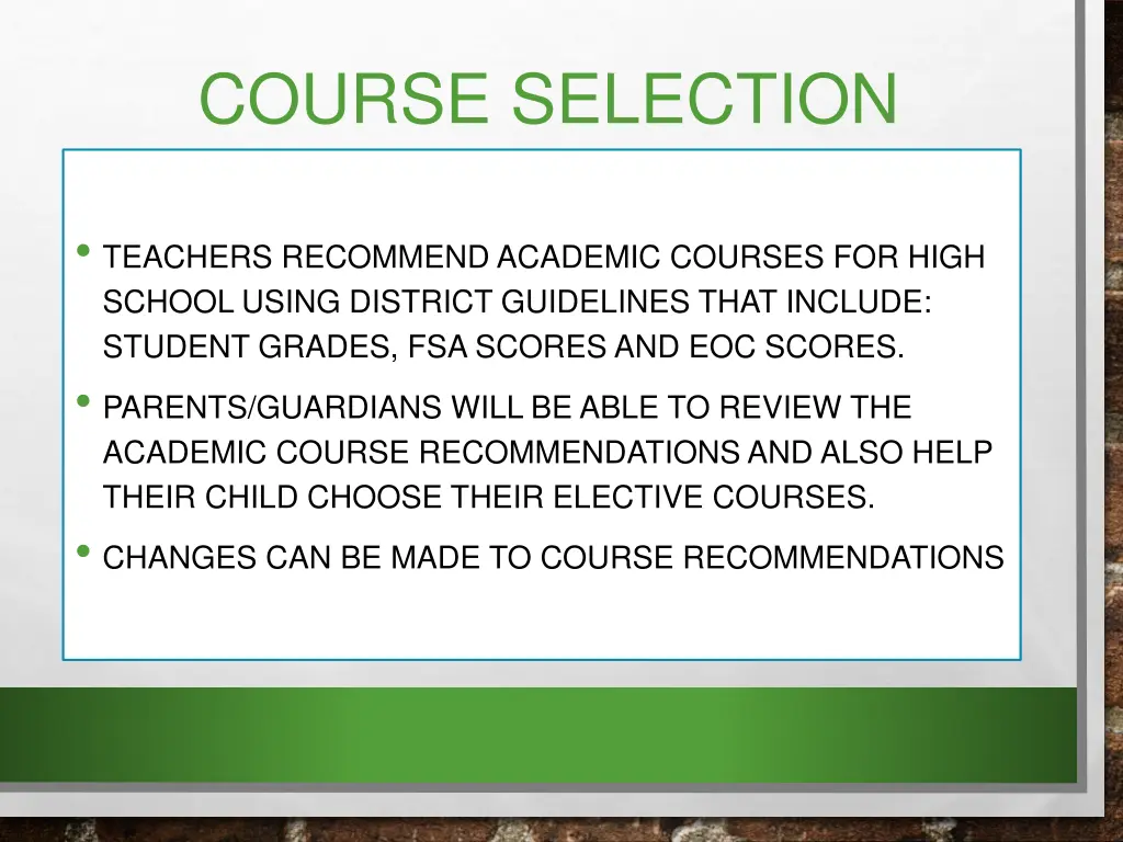 course selection