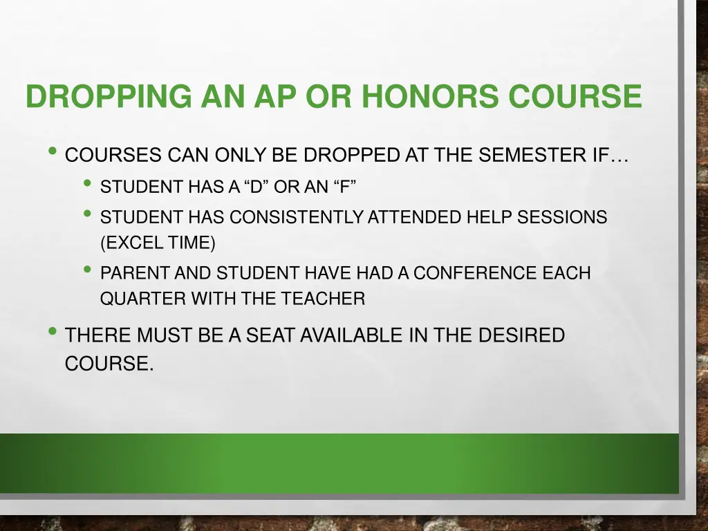 dropping an ap or honors course