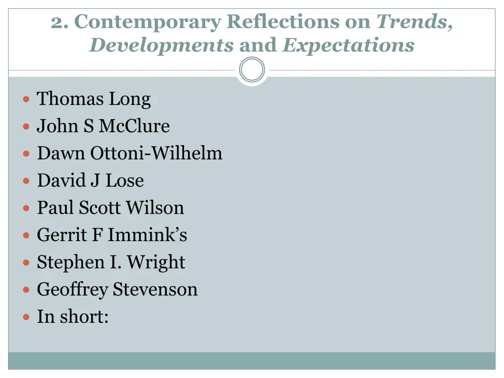 2 contemporary reflections on trends developments