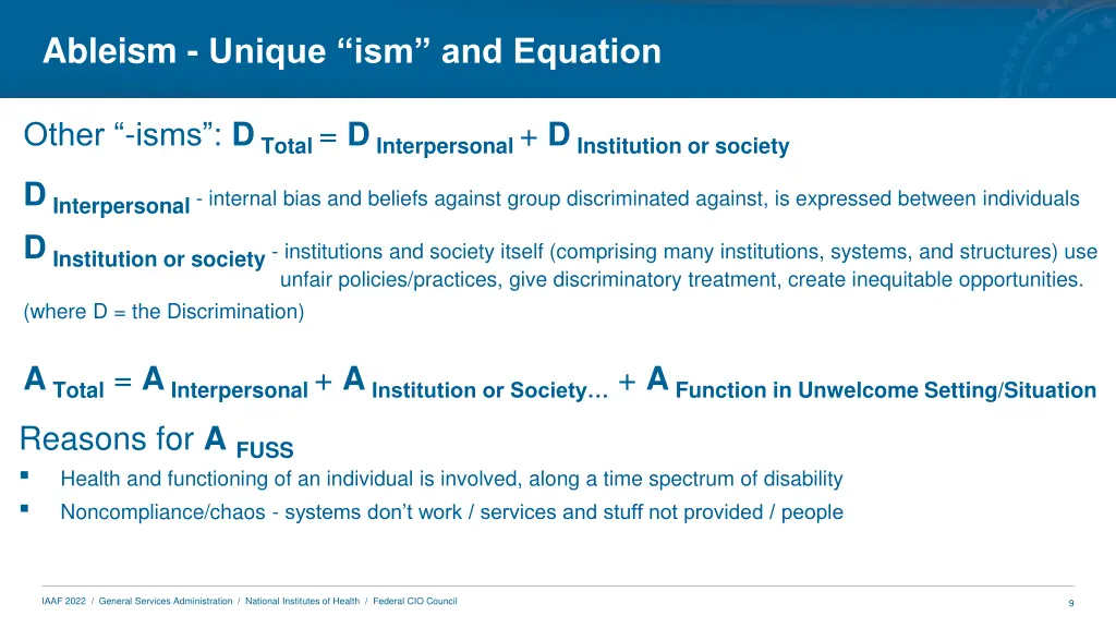 ableism unique ism and equation