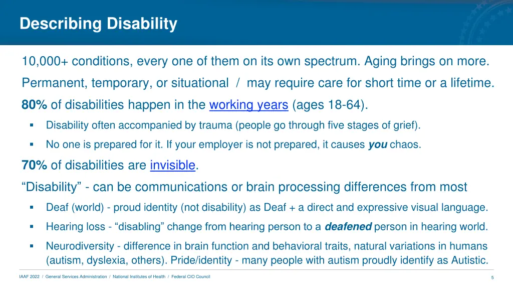 describing disability