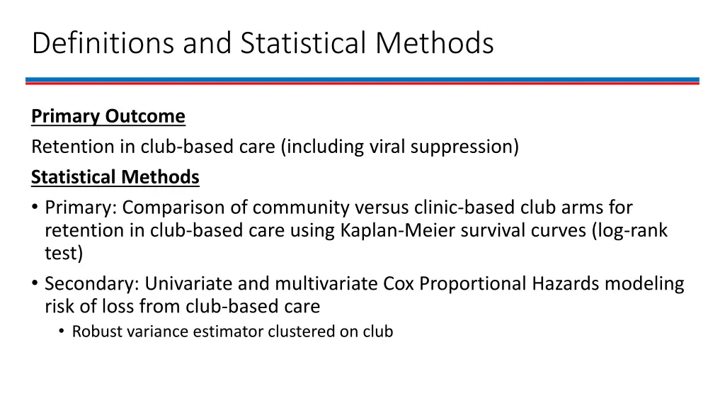 definitions and statistical methods