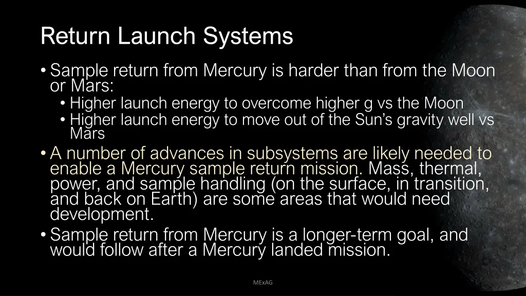 return launch systems sample return from mercury