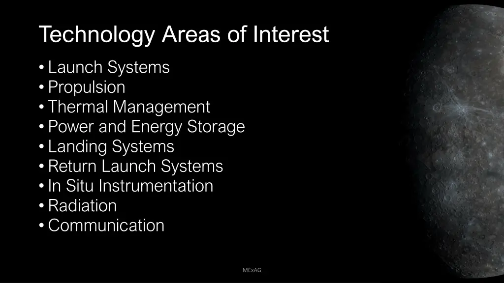 technology areas of interest launch systems