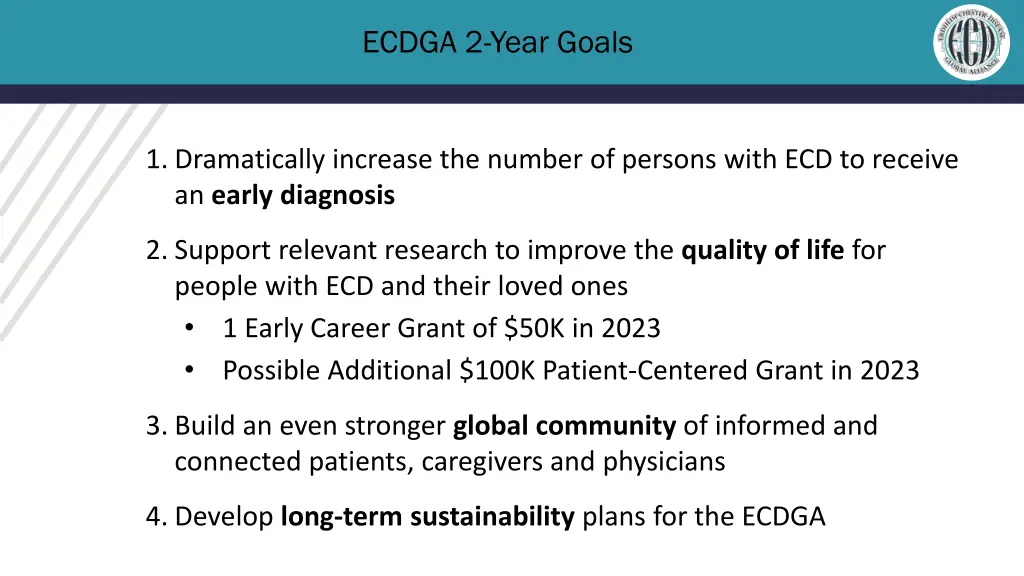 ecdga 2 year goals