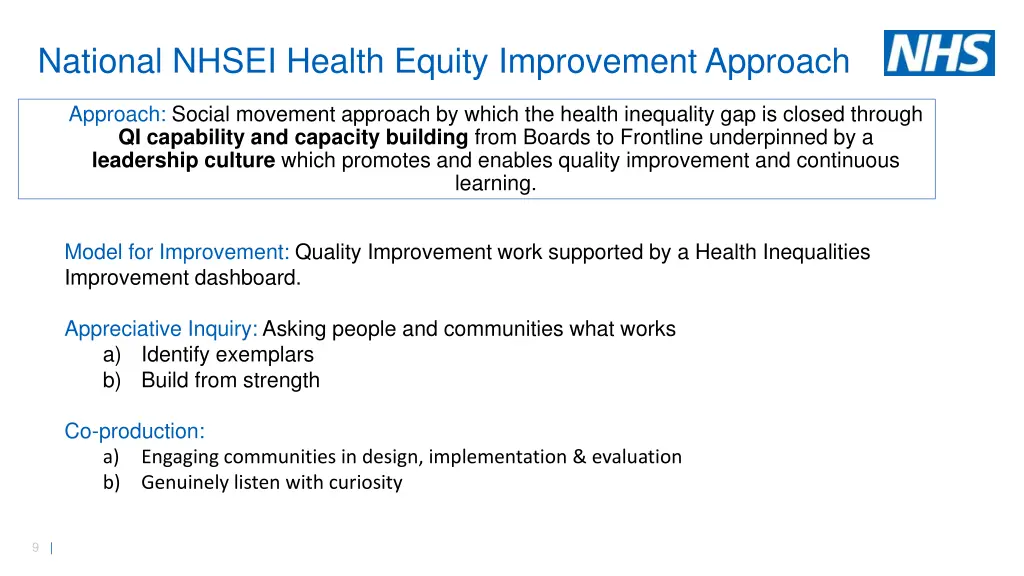 national nhsei health equity improvement approach