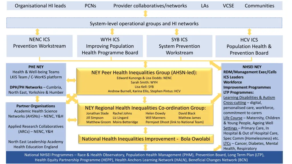 organisational hi leads pcns