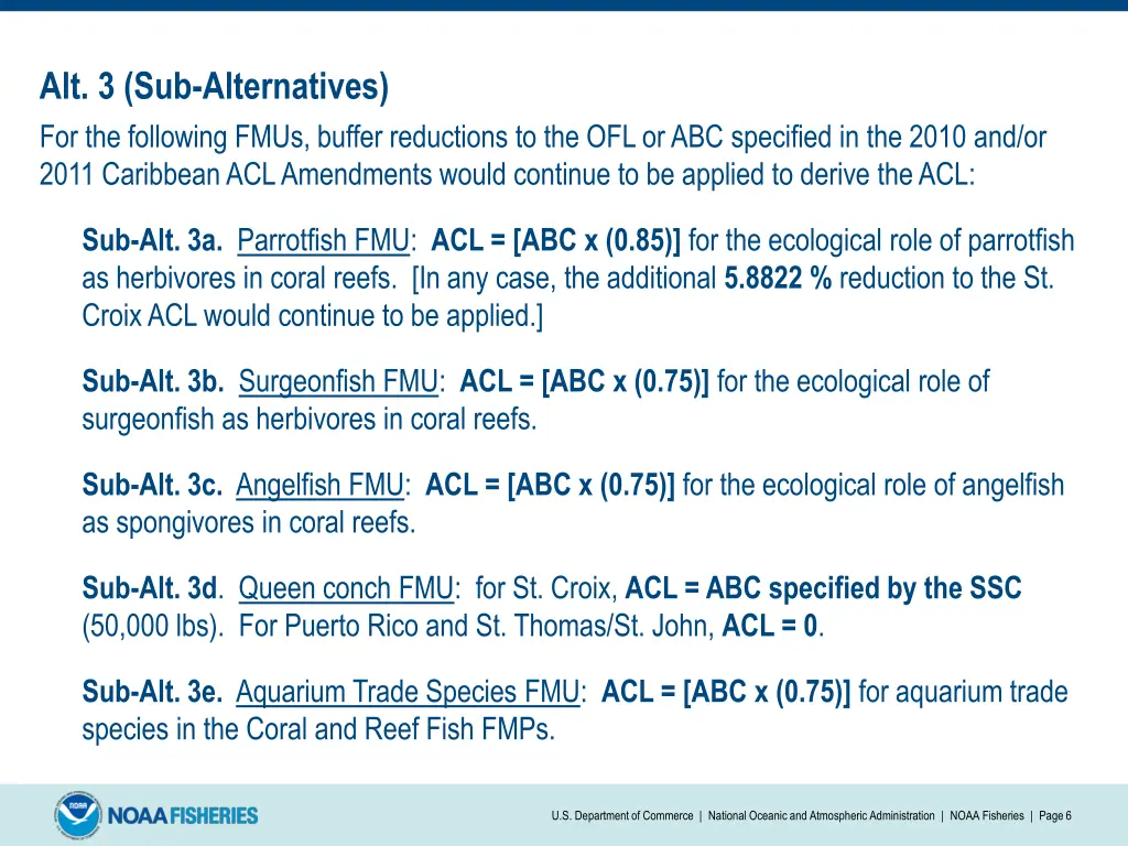 alt 3 sub alternatives for the following fmus