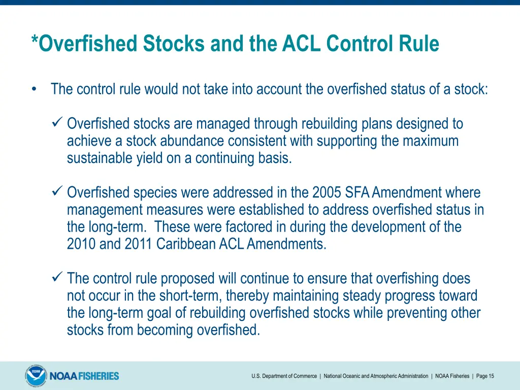 overfished stocks and the acl control rule