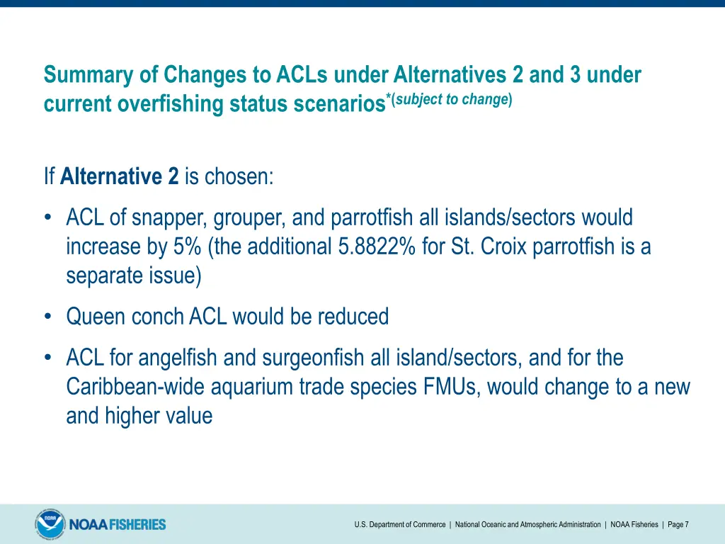 summary of changes to acls under alternatives