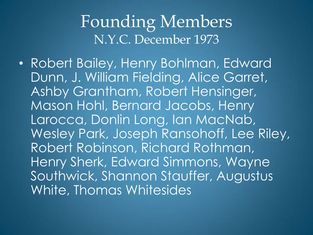 founding members n y c december 1973