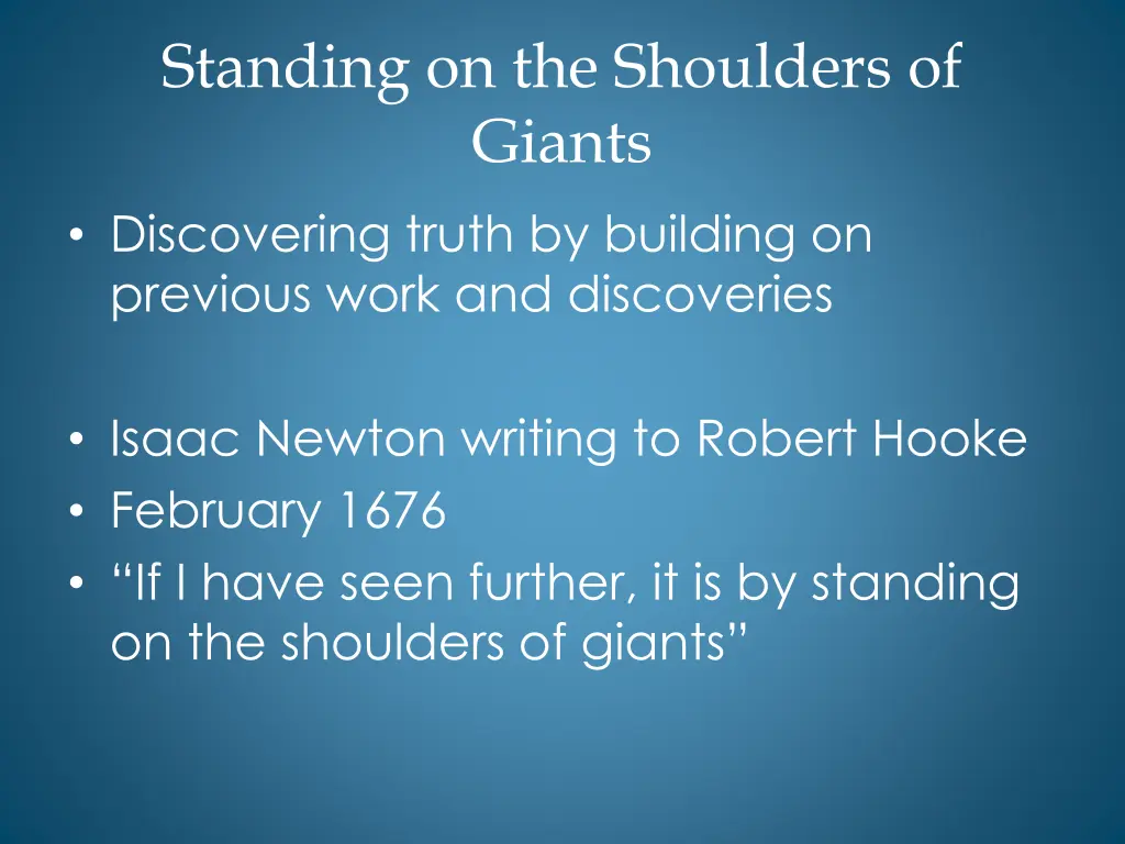 standing on the shoulders of giants discovering