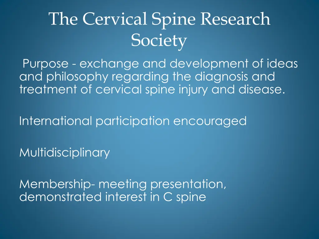 the cervical spine research society purpose