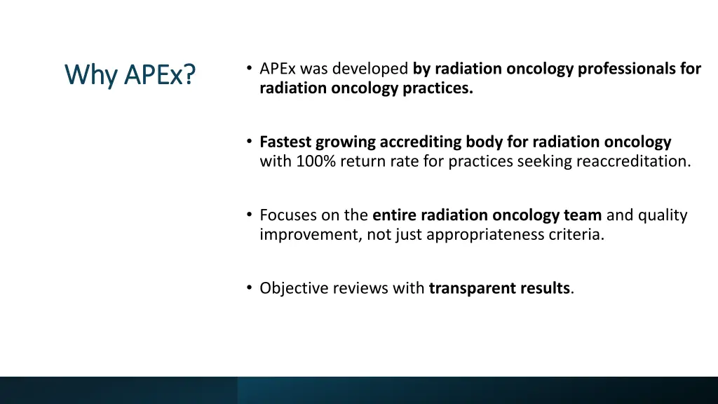 apex was developed by radiation oncology