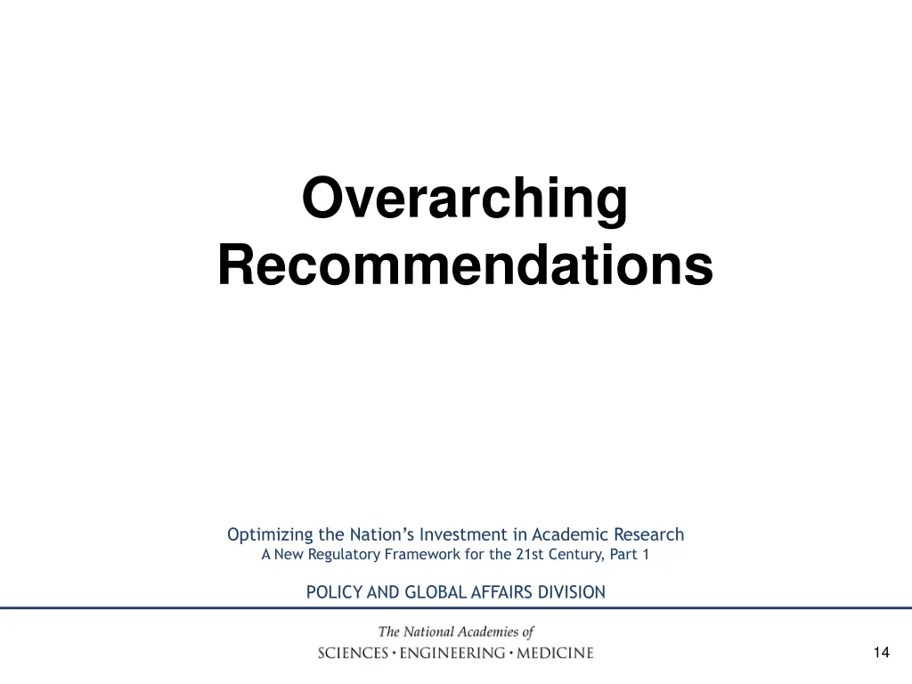 overarching recommendations