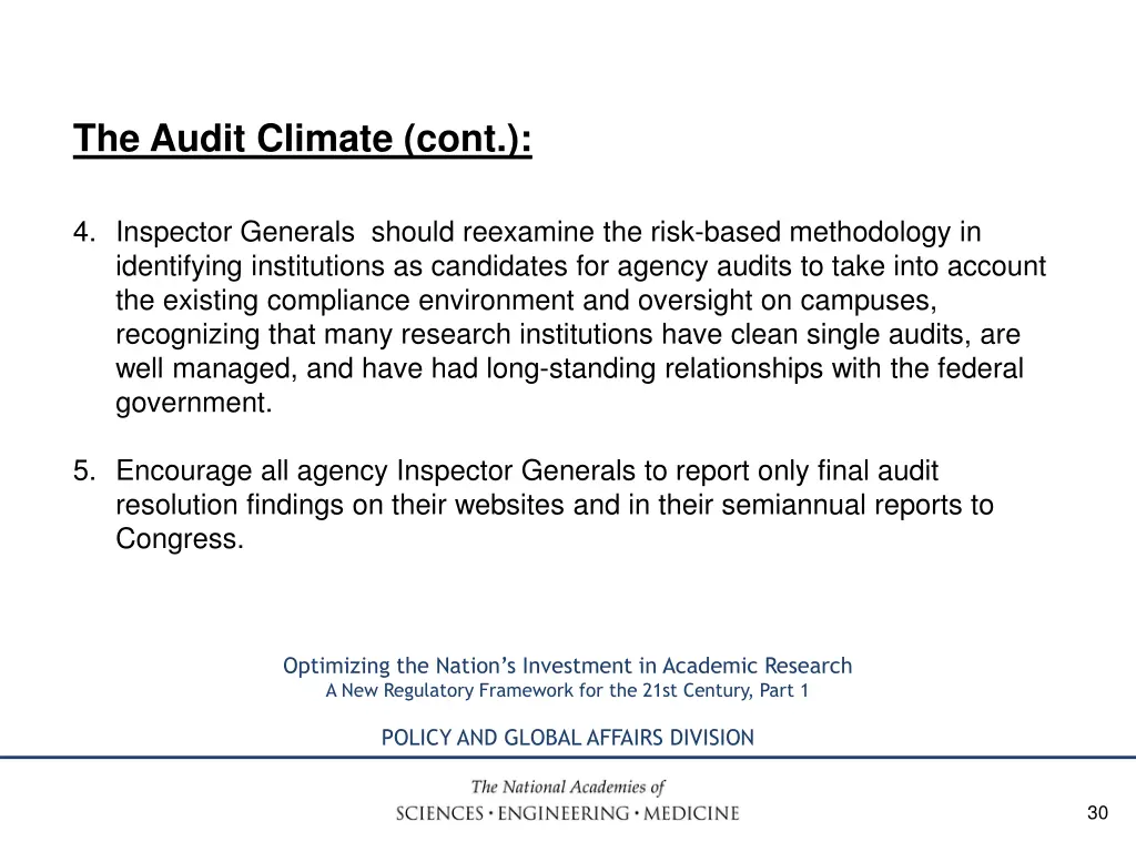 the audit climate cont