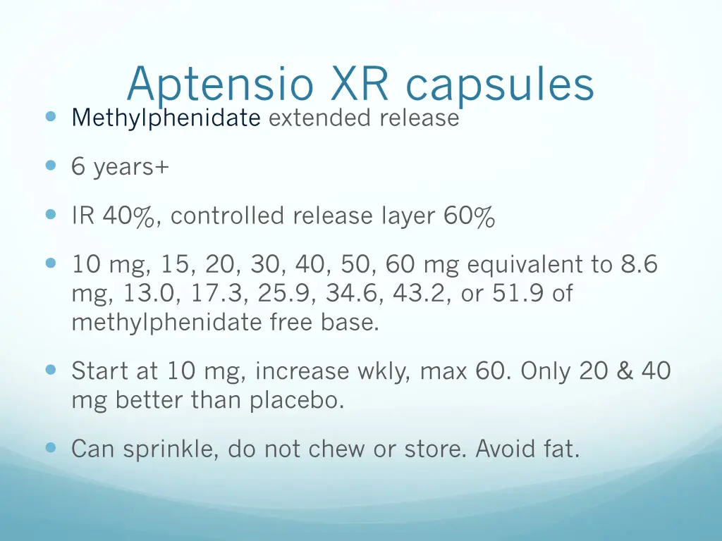 aptensio xr capsules methylphenidate extended