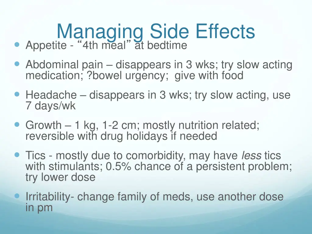 managing side effects appetite 4th meal