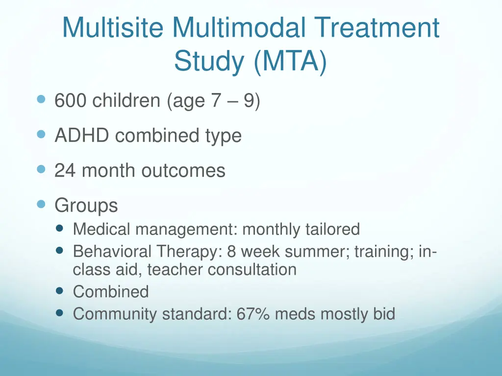 multisite multimodal treatment study mta