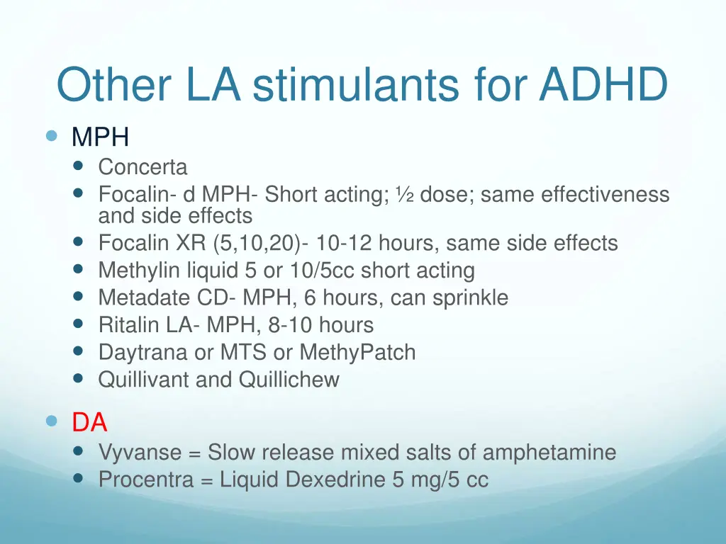 other la stimulants for adhd mph concerta focalin