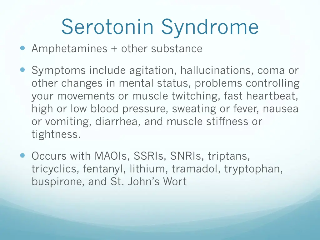 serotonin syndrome amphetamines other substance