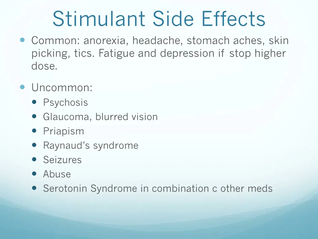 stimulant side effects common anorexia headache