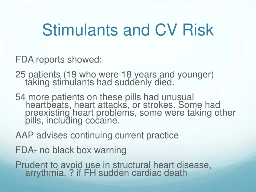 stimulants and cv risk