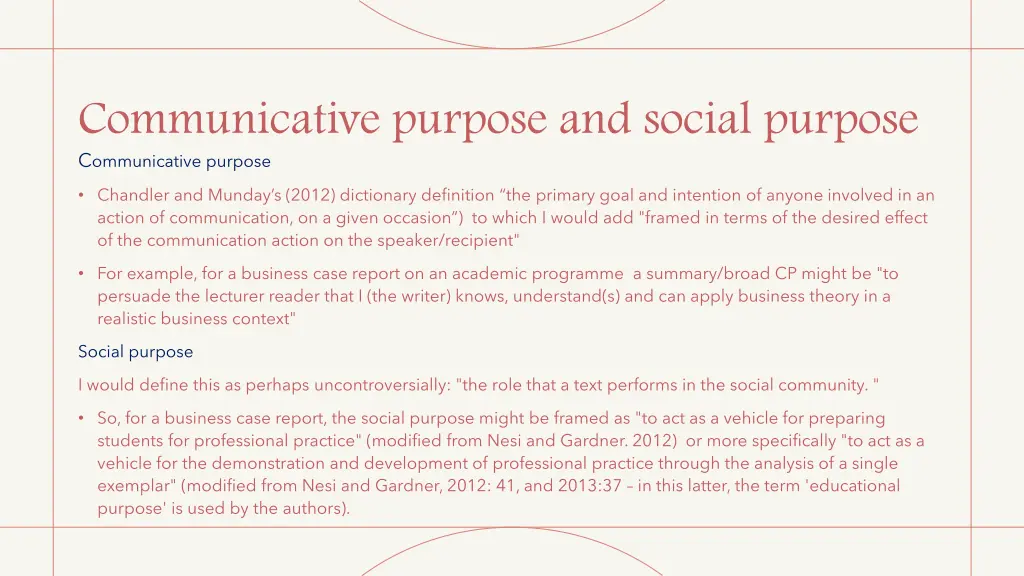 communicative purpose and social purpose 1