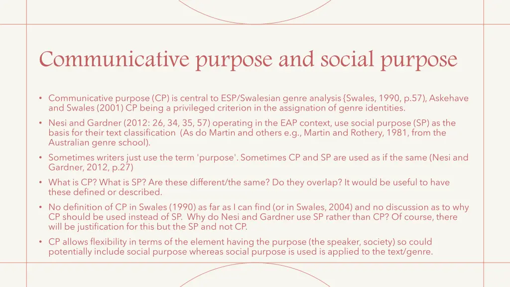 communicative purpose and social purpose