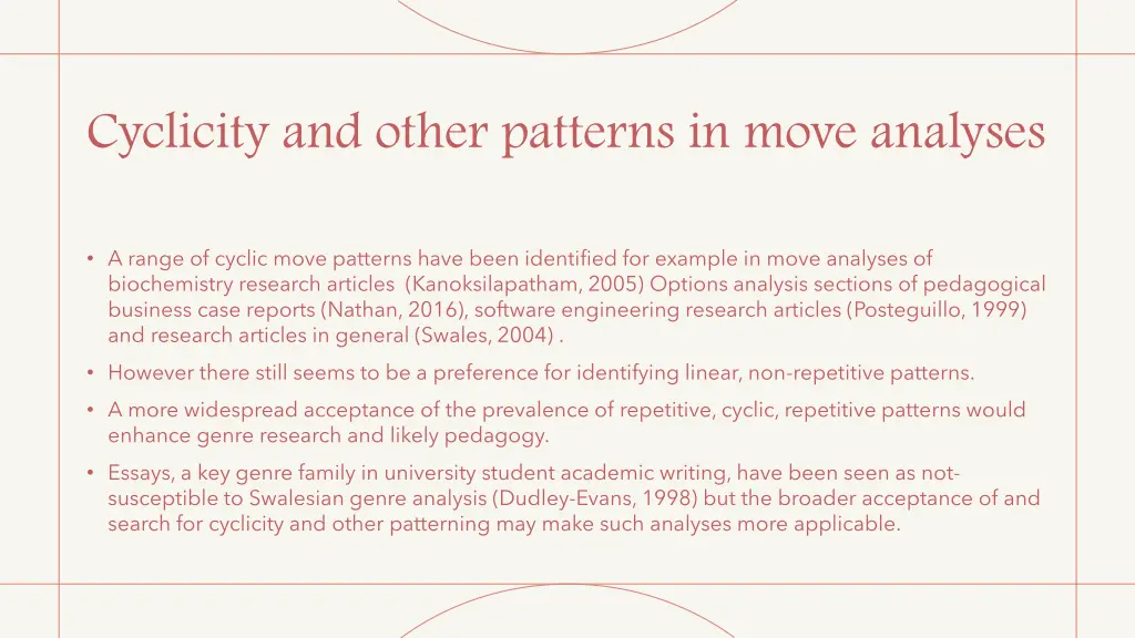 cyclicity and other patterns in move analyses