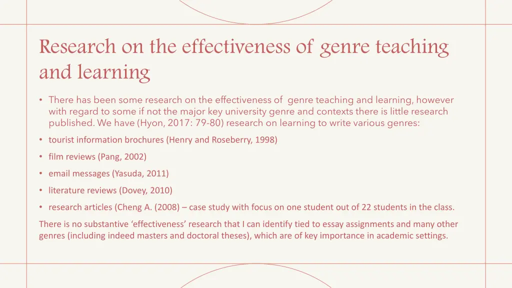 research on the effectiveness of genre teaching