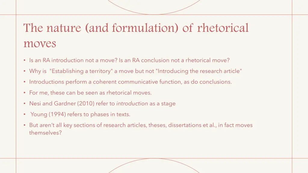 the nature and formulation of rhetorical moves 1