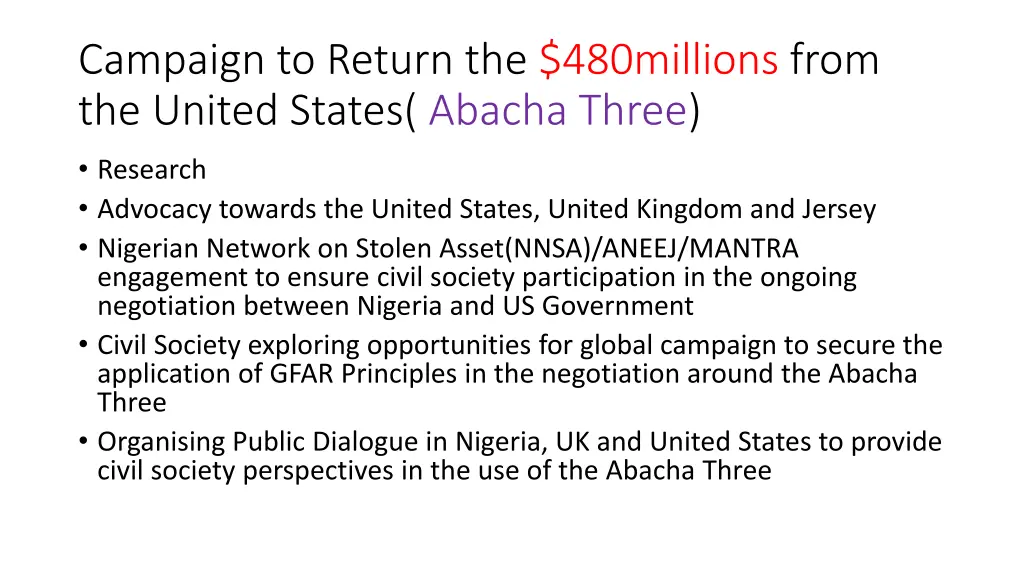 campaign to return the 480millions from