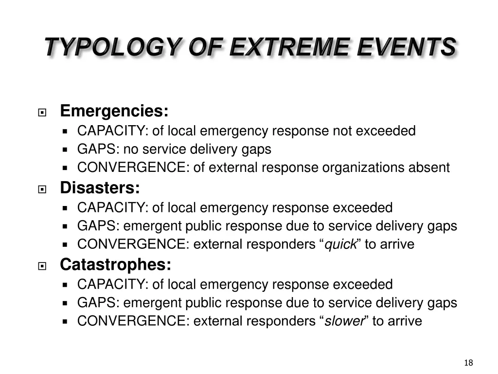 emergencies capacity of local emergency response