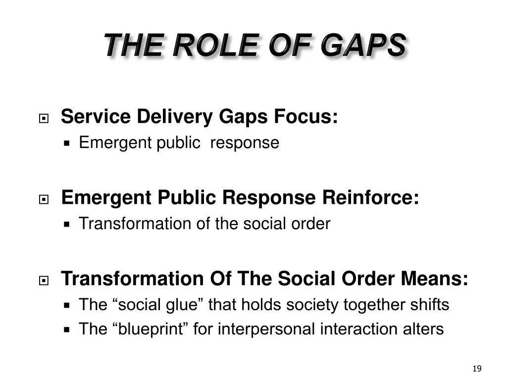 service delivery gaps focus emergent public