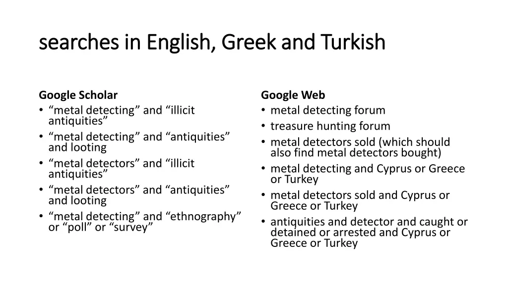 searches in english greek and turkish searches