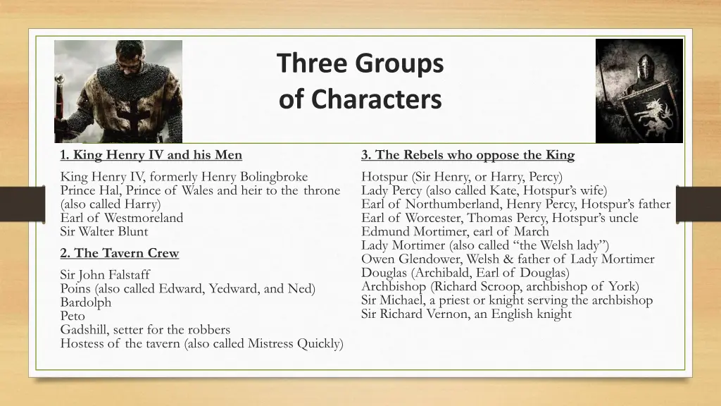 three groups of characters 1