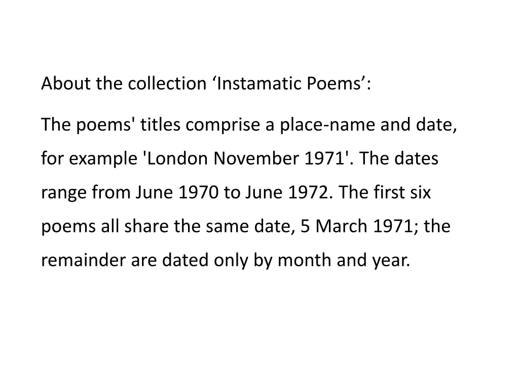 about the collection instamatic poems