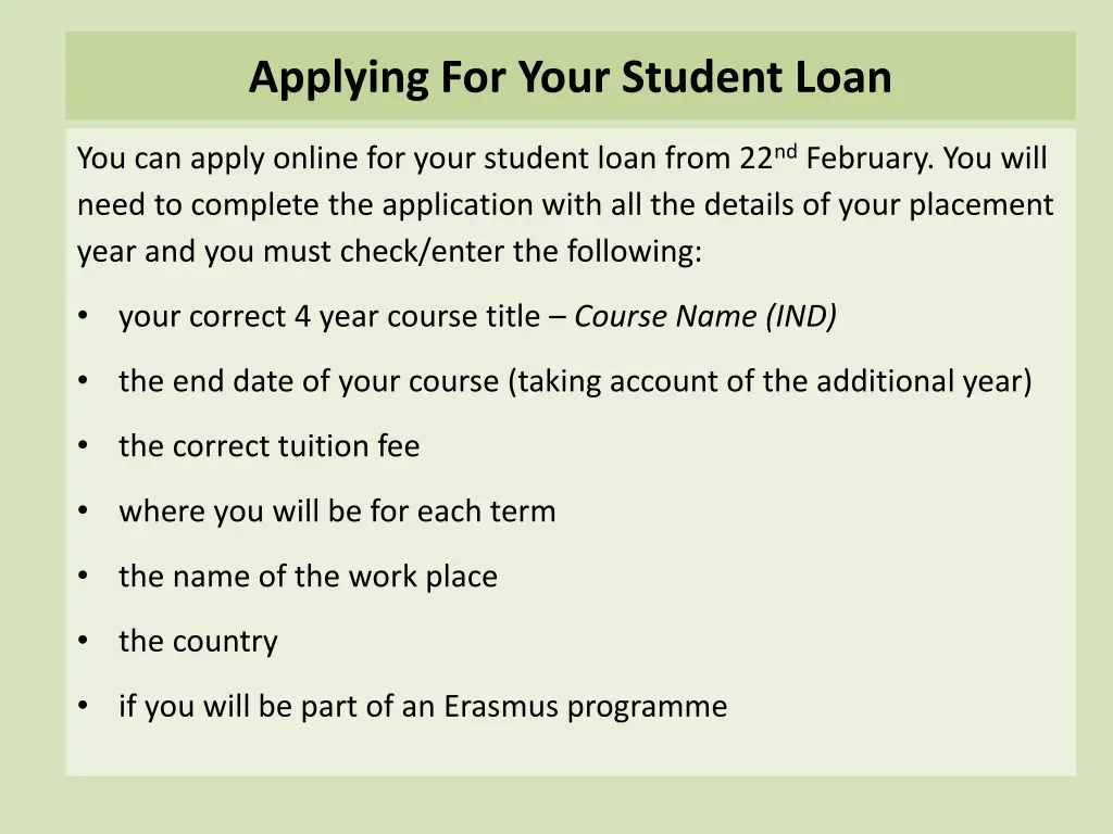 applying for your student loan