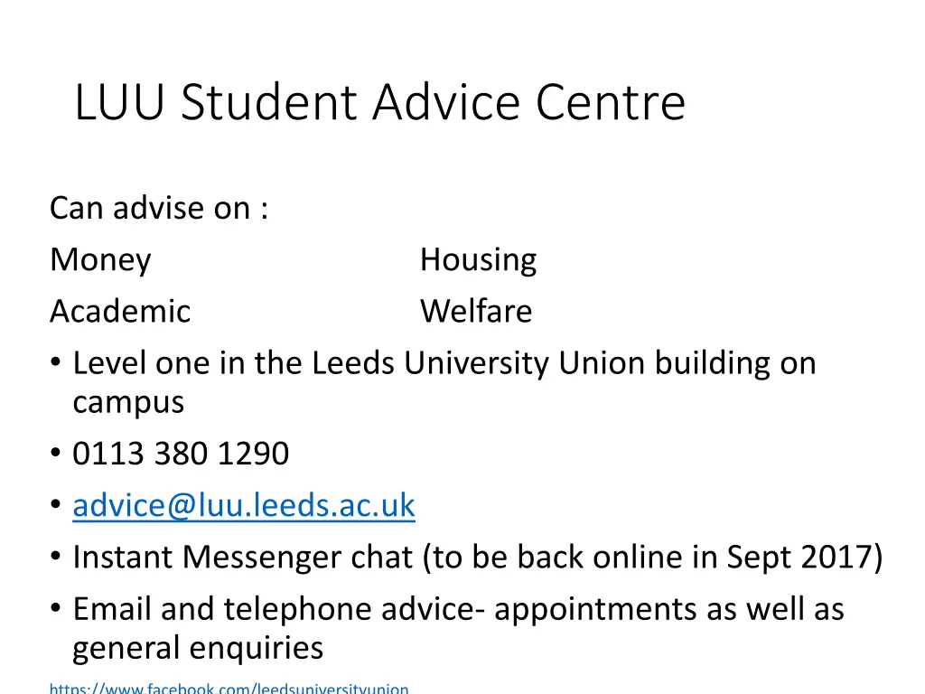 luu student advice centre