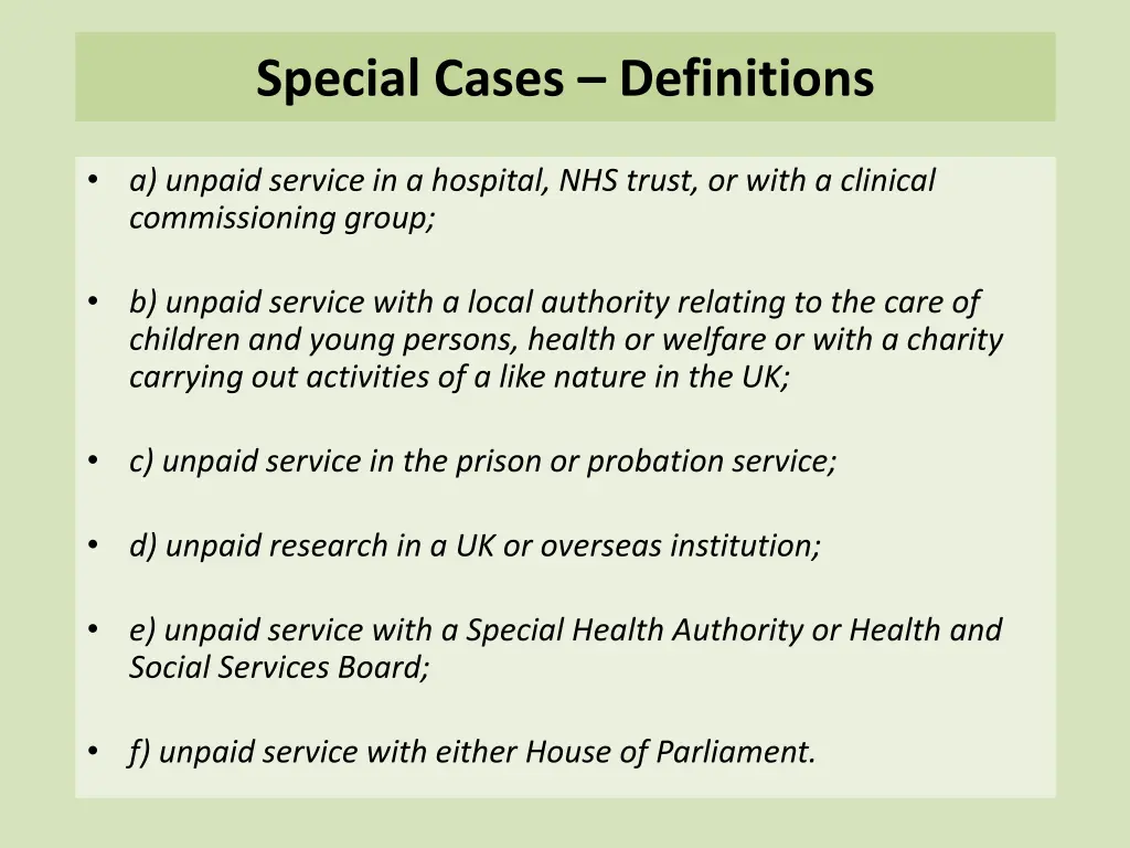 special cases definitions