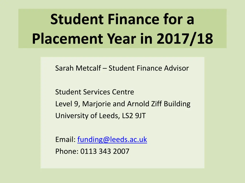 student finance for a placement year in 2017 18