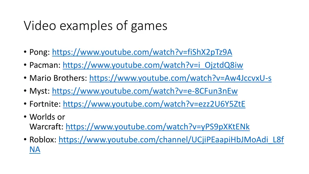 video examples of games