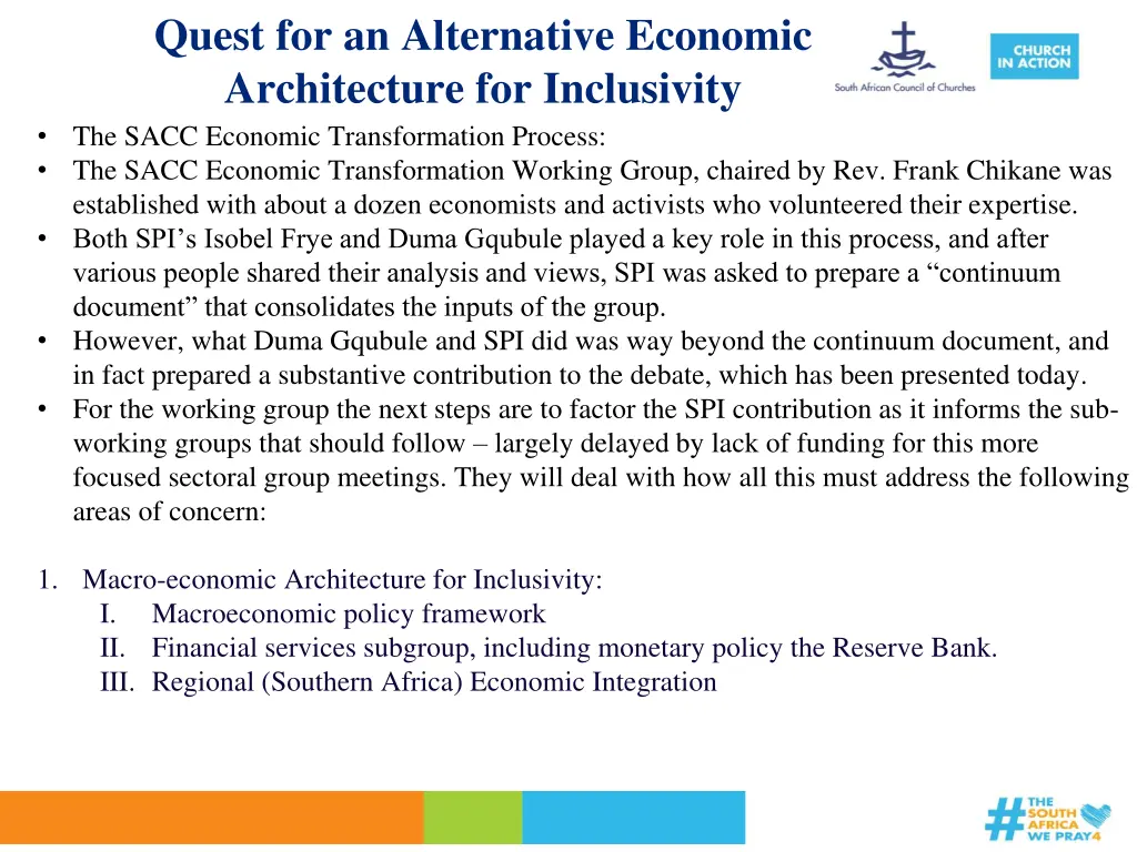 quest for an alternative economic architecture