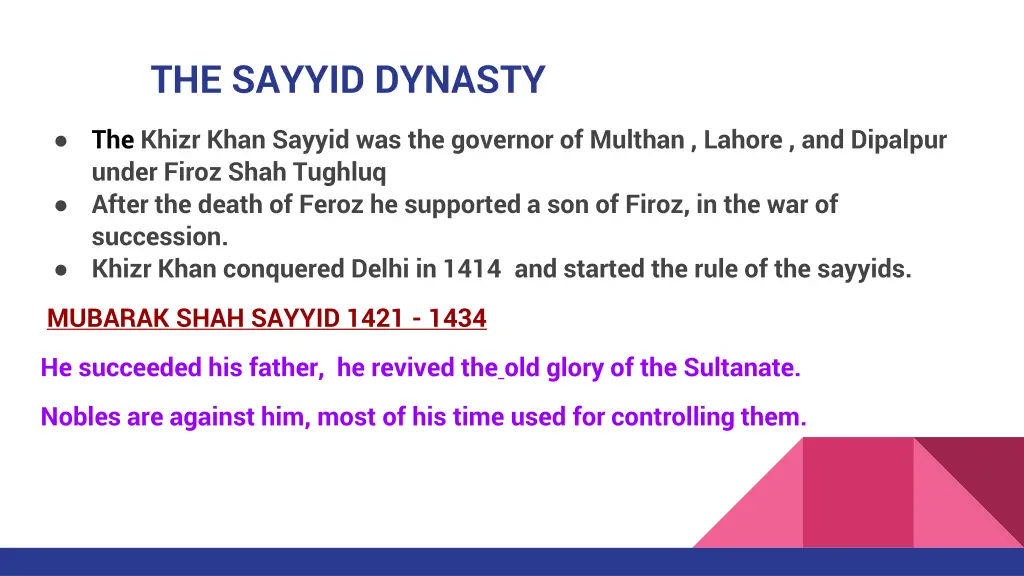 the sayyid dynasty