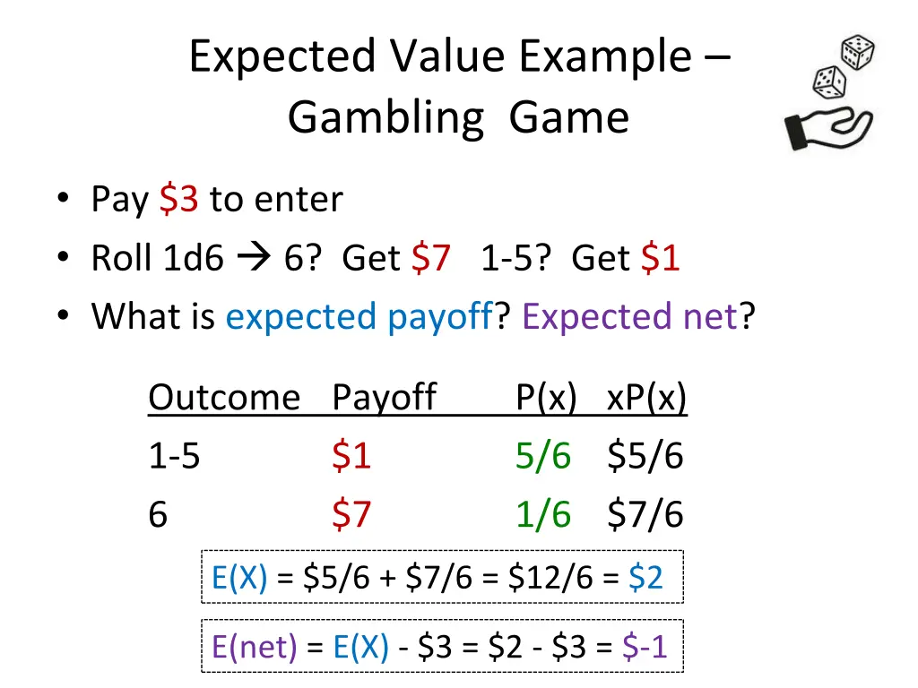 expected value example gambling game 3