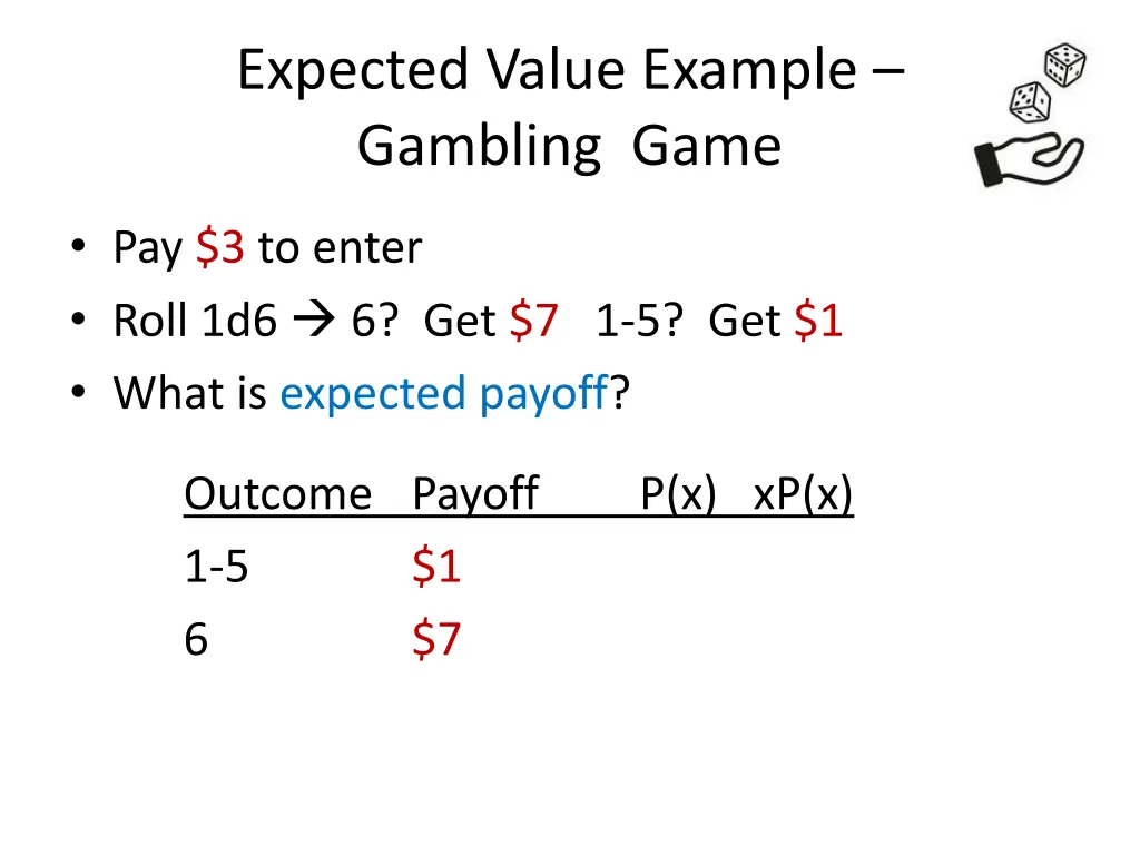 expected value example gambling game