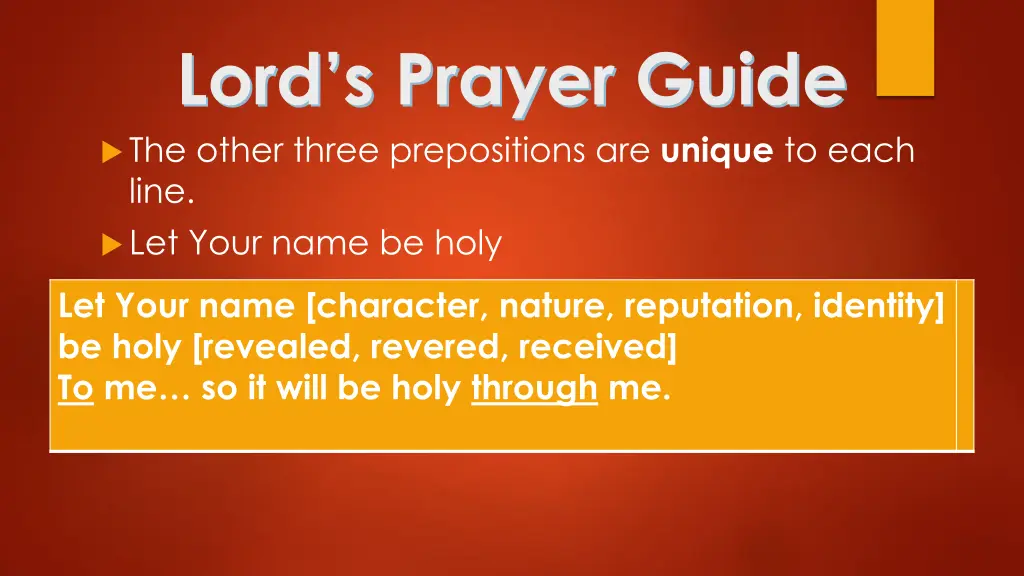 lord s prayer guide the other three prepositions